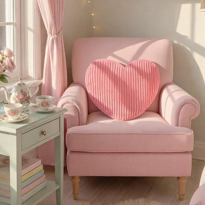 Pink Heart Pillow Heart Shaped Corduroy Decorative Throw Pillows