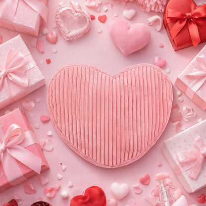 Pink Heart Pillow Heart Shaped Corduroy Decorative Throw Pillows