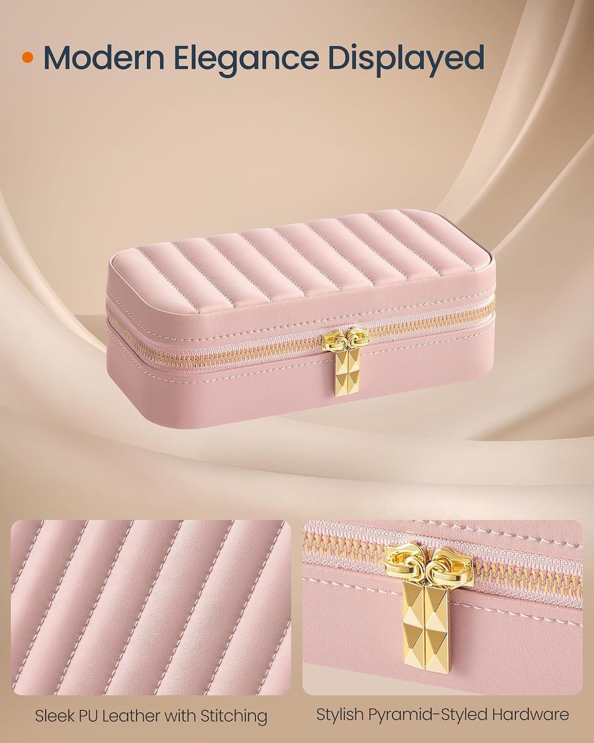 Travel Jewelry Case, Portable Box Organizer with Mirror