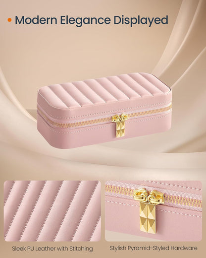 Travel Jewelry Case, Portable Box Organizer with Mirror