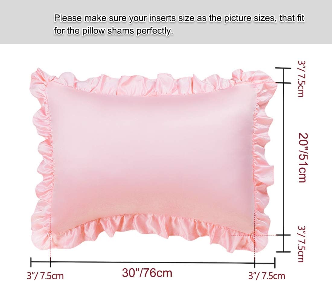 Ruffled Pillow Cases Set of 2, Envelope Pink 20x30