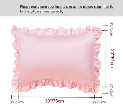 Ruffled Pillow Cases Set of 2, Envelope Pink 20x30