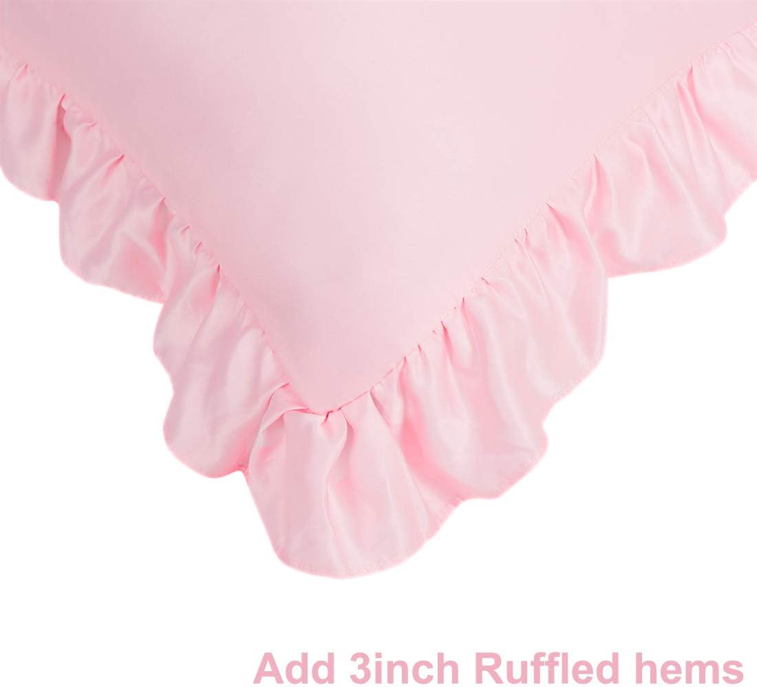 Ruffled Pillow Cases Set of 2, Envelope Pink 20x30