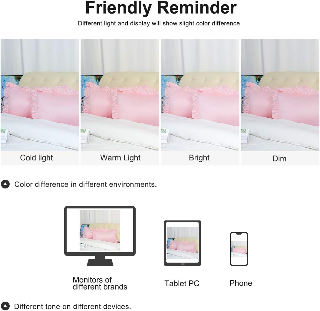 Ruffled Pillow Cases Set of 2, Envelope Pink 20x30