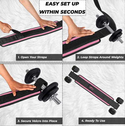 Hip Thrust Belt - Heavy duty, Comfortable, Adjustable Glute Trainer with Anti-Slip Pads. Ideal for Home Workouts with Dumbbells, Kettlebells, Plates. Extra Padding for Gym and Home Fitness hold up to 600 lbs - Baby Pink