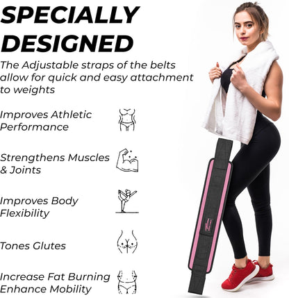 Hip Thrust Belt - Heavy duty, Comfortable, Adjustable Glute Trainer with Anti-Slip Pads. Ideal for Home Workouts with Dumbbells, Kettlebells, Plates. Extra Padding for Gym and Home Fitness hold up to 600 lbs - Baby Pink