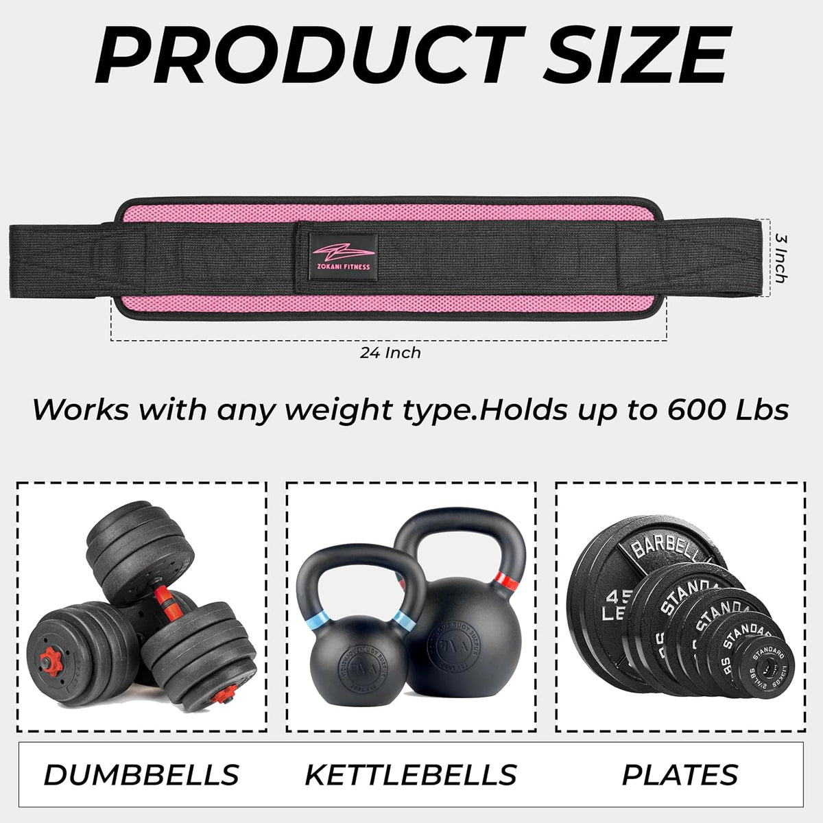 Hip Thrust Belt - Heavy duty, Comfortable, Adjustable Glute Trainer with Anti-Slip Pads. Ideal for Home Workouts with Dumbbells, Kettlebells, Plates. Extra Padding for Gym and Home Fitness hold up to 600 lbs - Baby Pink