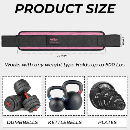 Hip Thrust Belt - Heavy duty, Comfortable, Adjustable Glute Trainer with Anti-Slip Pads. Ideal for Home Workouts with Dumbbells, Kettlebells, Plates. Extra Padding for Gym and Home Fitness hold up to 600 lbs - Baby Pink