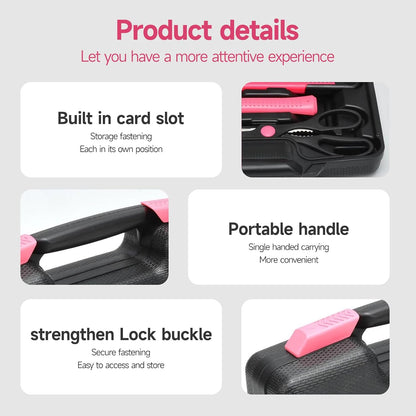 39 Piece Household Tool Set; Universal Repair Small Hand Tool Kit Organiser; For Home Garage Office College Dormitory Basic Tools; Hand Tool Kit, For Girls, Women; / PINK