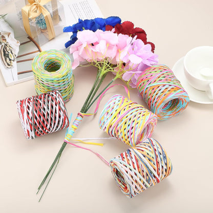 Raffia Paper Craft Ribbon 120m/394ft Raffia Ribbon 4Ply String Kraft Packing for Gift Wrapping, Crafting Supplies (Pink/White/Rose Red)