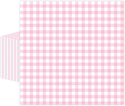 50 Pcs Pink Gingham Paper Napkins, Disposable Pink and White Checkered Luncheon Napkin Plaid Dinner Beverage Napkin for Picnic Baby & Bridal Shower Wedding Birthday Party Decorations