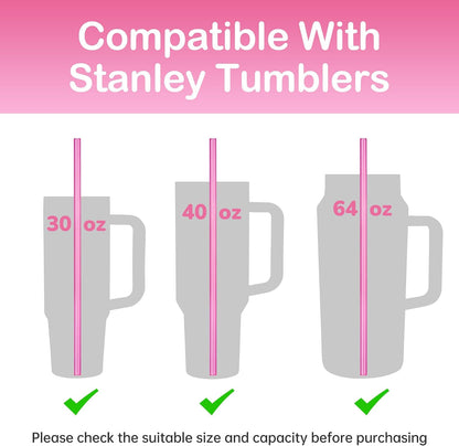 12-Pack Plastic Reusable Straws Fit for Stanley 40 30 64 oz Tumbler