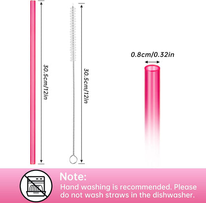 12-Pack Plastic Reusable Straws Fit for Stanley 40 30 64 oz Tumbler