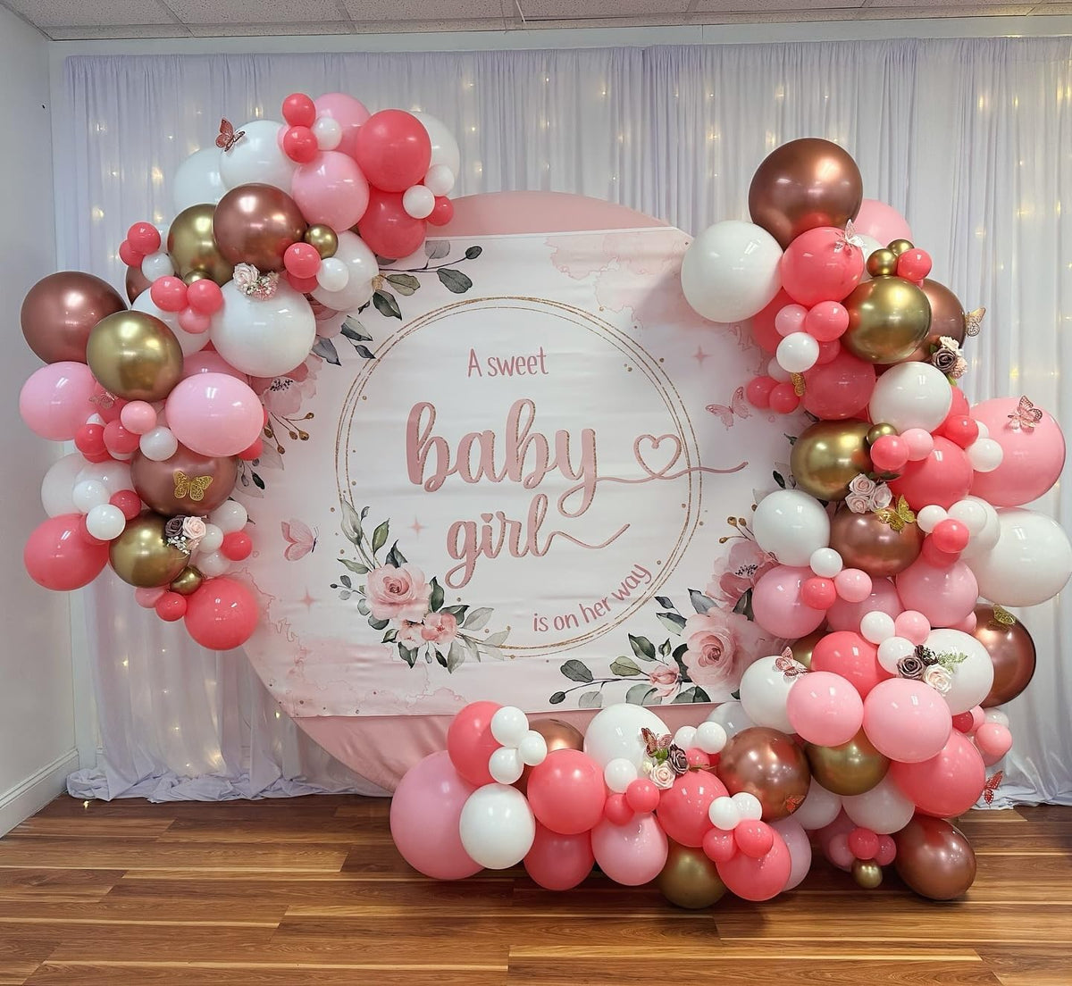 Pink Balloons, 50 Pcs Pink and Gold for Girls Birthday Baby Shower