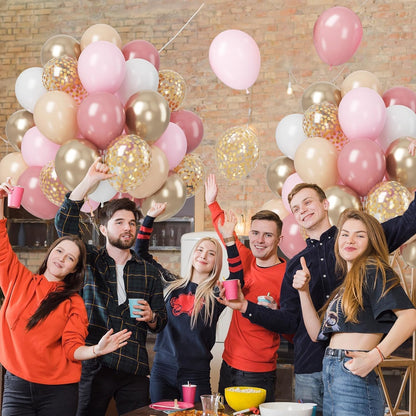 Pink Balloons, 50 Pcs Pink and Gold for Girls Birthday Baby Shower