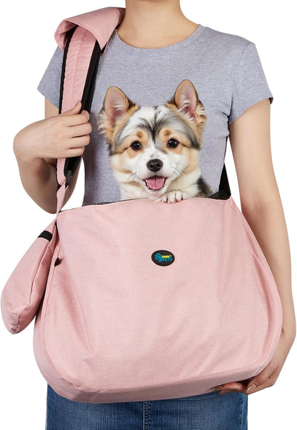 XL Dog Sling 15-25lbs, Hands-Free Carrier with Bottom Support Pad