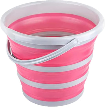 Car Collapsible Bucket, 10L 2.6 Gallon Foldable Car Wash Bucket for Space Saving, Portable Plastic Cleaning Buckets for Indoor Outdoor Vehicle Wash Garden Camping (Pink)