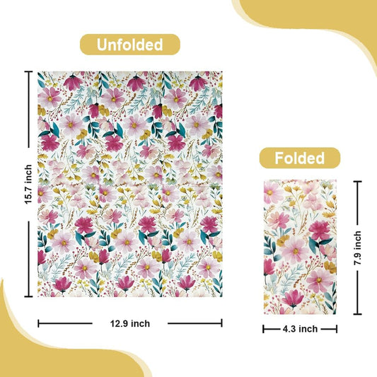 Ottin Pink Floral Paper Napkins, 60pcs, 3-Ply Disposable Decorative Guest Towels Flower Design for Indoor & Outdoor Spring Party, Wedding, Bridal Shower, Engagement, Birthday Party & Bathroom