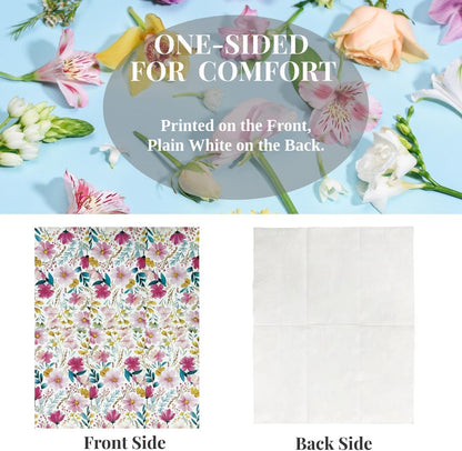 Ottin Pink Floral Paper Napkins, 60pcs, 3-Ply Disposable Decorative Guest Towels Flower Design for Indoor & Outdoor Spring Party, Wedding, Bridal Shower, Engagement, Birthday Party & Bathroom
