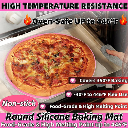 Silicone Baking Mat Cake Mat Silicone Cake Mat Silicone Baking Mat with Measurements for CakeTurntable Stand Non-Stick Heat Resistant Pastry Baking Sheet -Pink