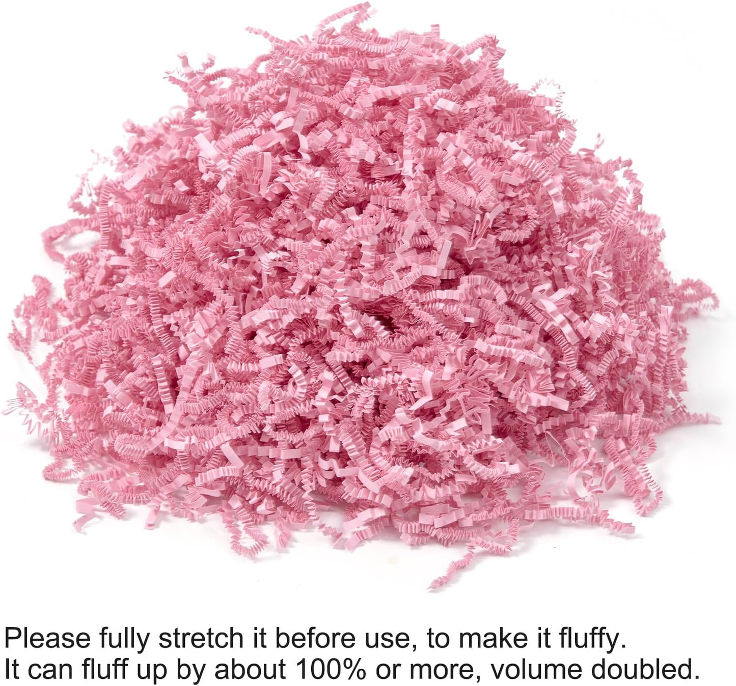 2 LB Crinkle Cut Paper Shred Filler Light Pink Crinkle Shredded Paper for Gift Box - Gift Basket Bag Filler - Grass Cushion Stuffing for Valentine's Day, Birthday Packaging Wrapping