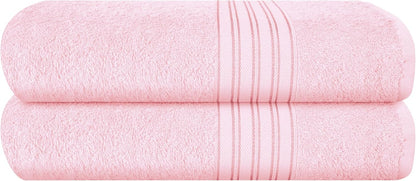 100% Cotton 2 Pack Bath Towel Set 28x55 inches, Eco-Friendly Large Bath Towels, Compact Quickdry Lightweight Soft & Highly Absorbent Bath Towel, Ideal for Everyday Gym Travel Camp Pool - Pink