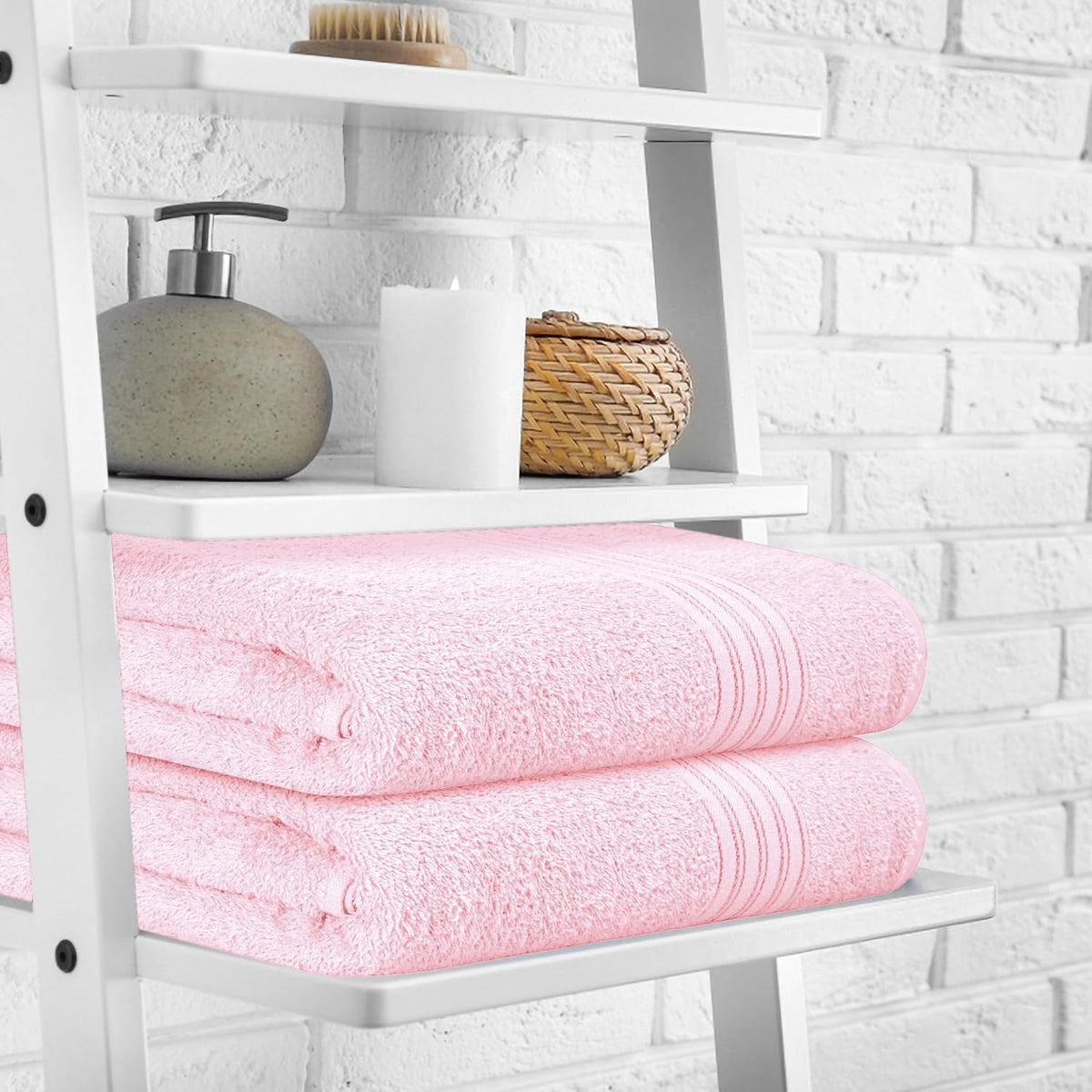 100% Cotton 2 Pack Bath Towel Set 28x55 inches, Eco-Friendly Large Bath Towels, Compact Quickdry Lightweight Soft & Highly Absorbent Bath Towel, Ideal for Everyday Gym Travel Camp Pool - Pink