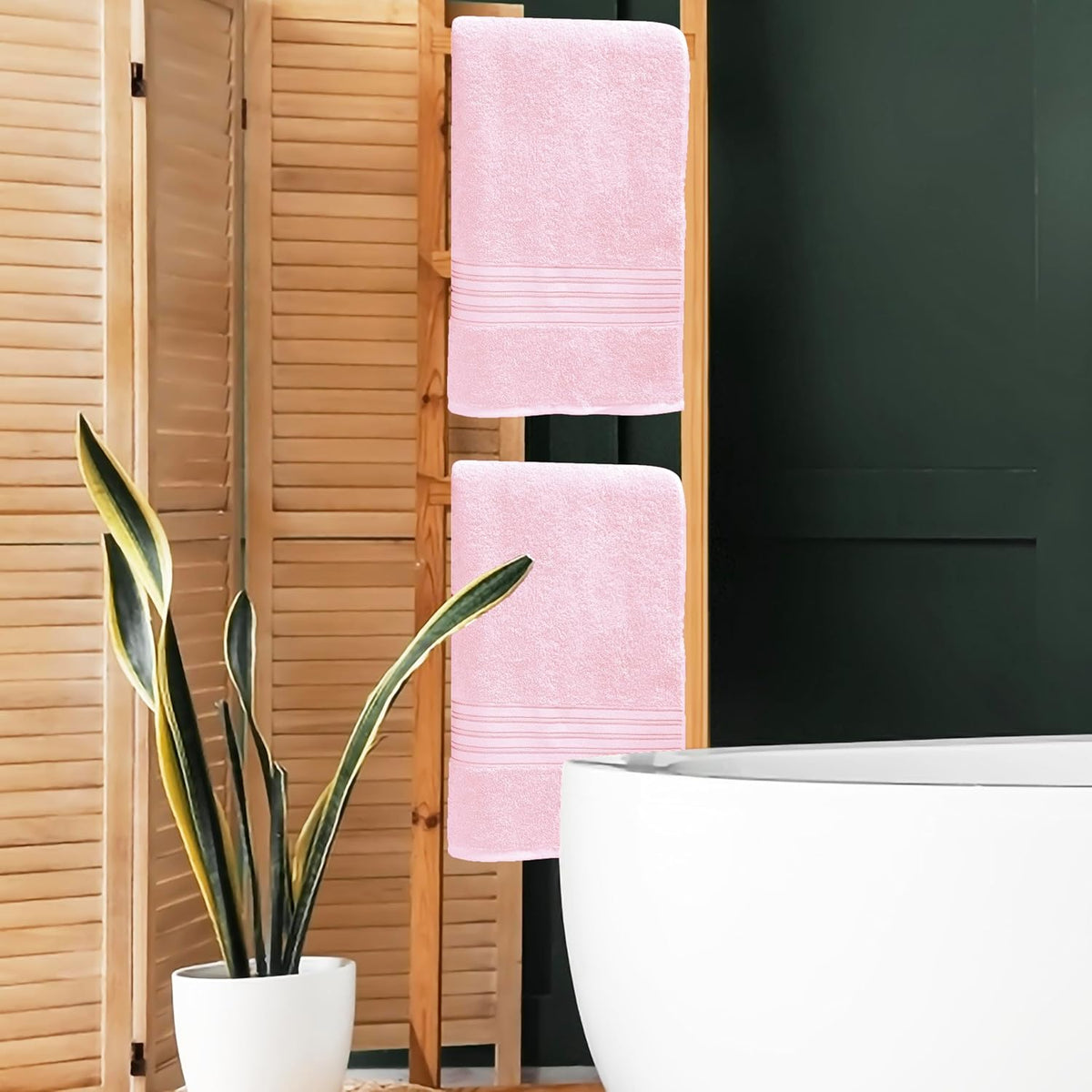 100% Cotton 2 Pack Bath Towel Set 28x55 inches, Eco-Friendly Large Bath Towels, Compact Quickdry Lightweight Soft & Highly Absorbent Bath Towel, Ideal for Everyday Gym Travel Camp Pool - Pink