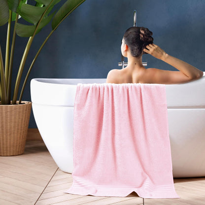 100% Cotton 2 Pack Bath Towel Set 28x55 inches, Eco-Friendly Large Bath Towels, Compact Quickdry Lightweight Soft & Highly Absorbent Bath Towel, Ideal for Everyday Gym Travel Camp Pool - Pink
