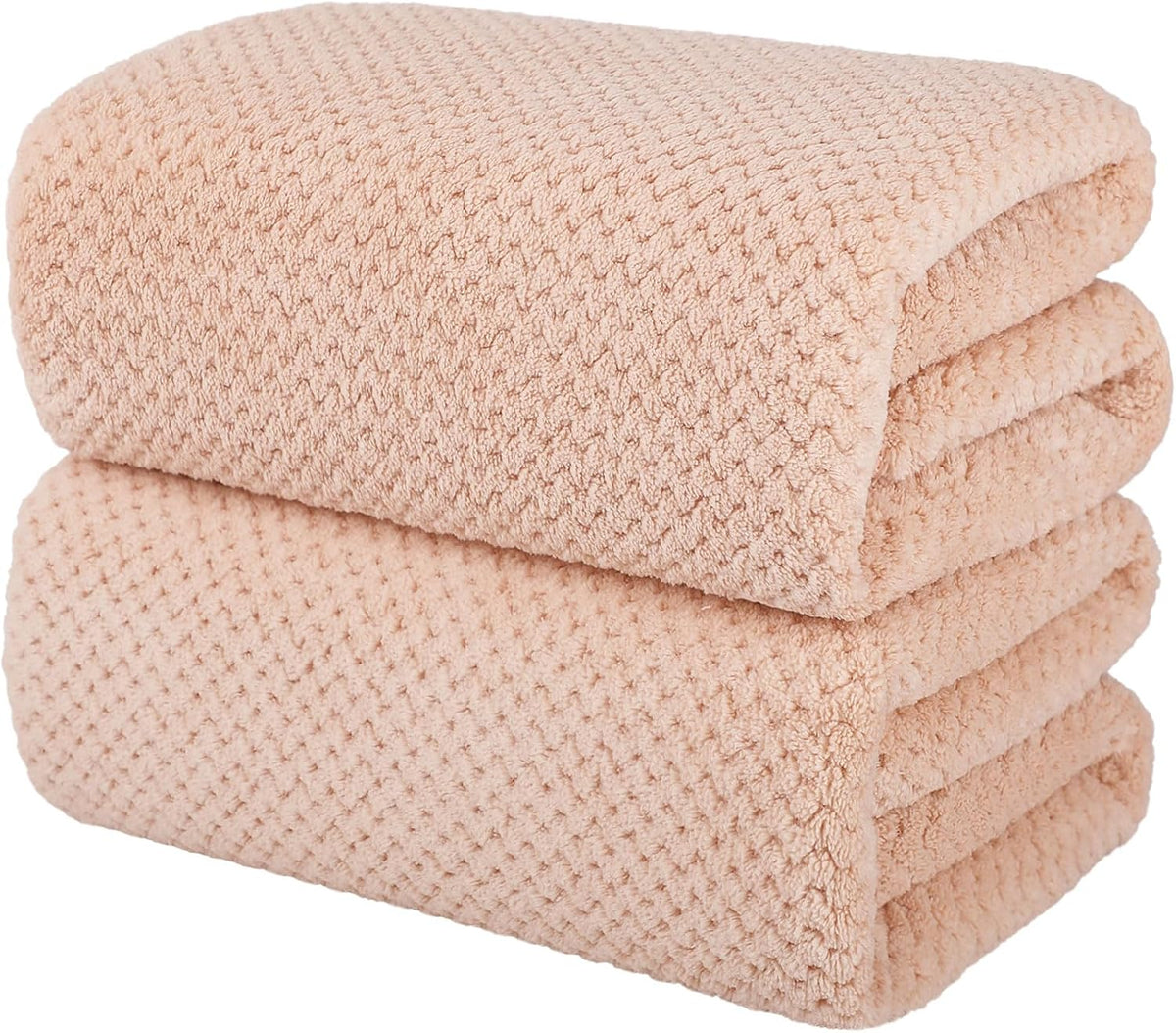 2 Pack Bath Towel Set, Bigger Size Waffle Bath Towel Set, Super Soft Highly Absorbent, Sturdy Quick Drying Towels for Bathroom, Gym, SPA, Yoga (2 Piece 27" x 55", 2 LightPink)