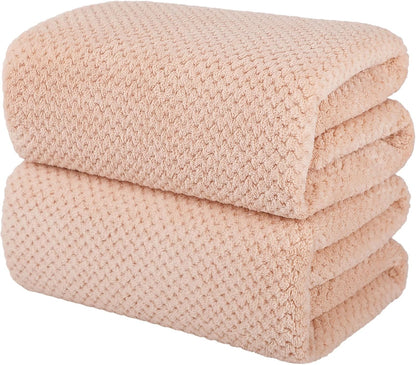 2 Pack Bath Towel Set, Bigger Size Waffle Bath Towel Set, Super Soft Highly Absorbent, Sturdy Quick Drying Towels for Bathroom, Gym, SPA, Yoga (2 Piece 27" x 55", 2 LightPink)