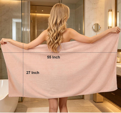 2 Pack Bath Towel Set, Bigger Size Waffle Bath Towel Set, Super Soft Highly Absorbent, Sturdy Quick Drying Towels for Bathroom, Gym, SPA, Yoga (2 Piece 27" x 55", 2 LightPink)