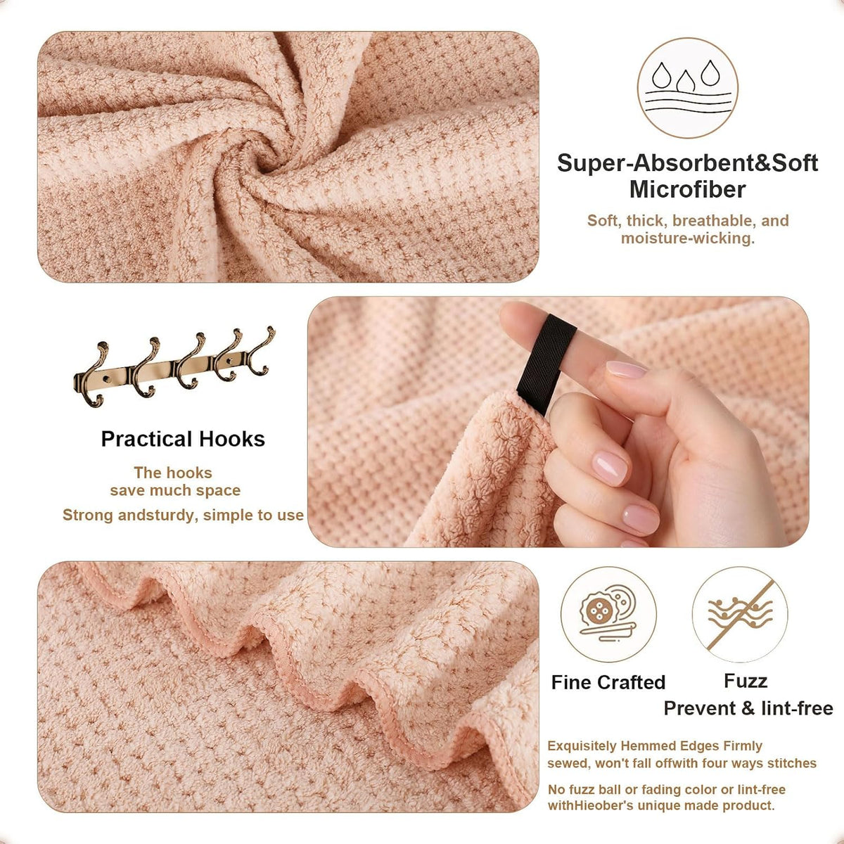 2 Pack Bath Towel Set, Bigger Size Waffle Bath Towel Set, Super Soft Highly Absorbent, Sturdy Quick Drying Towels for Bathroom, Gym, SPA, Yoga (2 Piece 27" x 55", 2 LightPink)