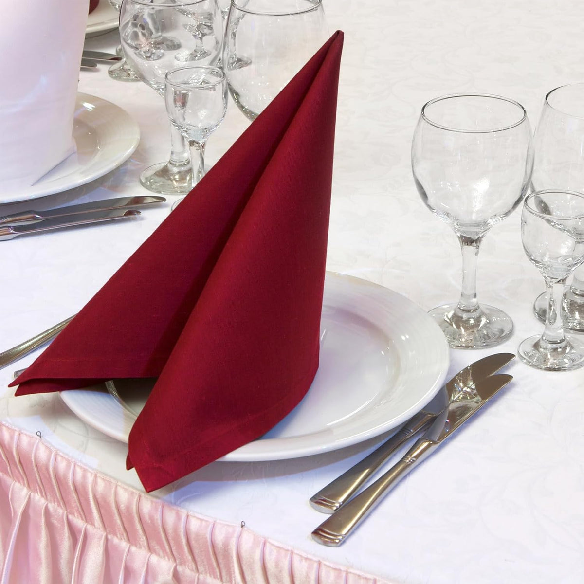 12pcs Peach Satin Table Napkins 17×17 Inch