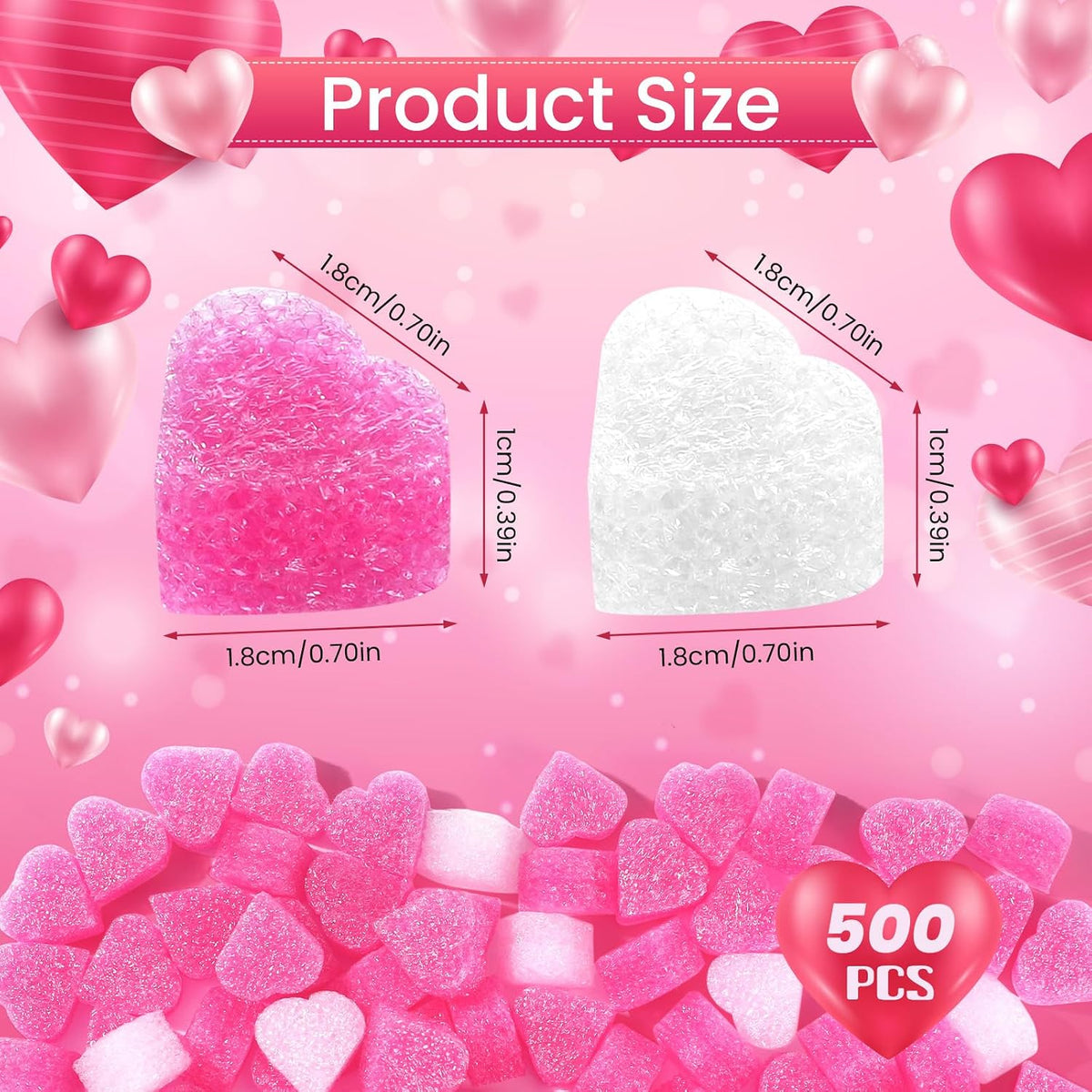 500 Pieces Gift Box Filler Shreds Mini Heart Foam Beads Gift Basket Filler Bedding Pearl Wool Material for Crafts DIY Package Packing Decoration Party Wedding Supply, Pink