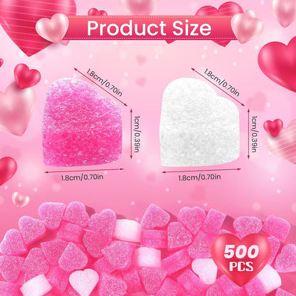 500 Pieces Gift Box Filler Shreds Mini Heart Foam Beads Gift Basket Filler Bedding Pearl Wool Material for Crafts DIY Package Packing Decoration Party Wedding Supply, Pink
