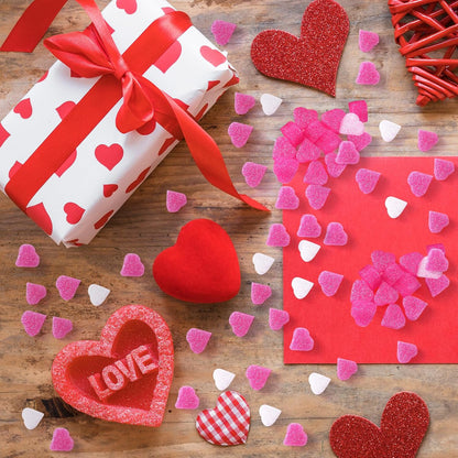 500 Pieces Gift Box Filler Shreds Mini Heart Foam Beads Gift Basket Filler Bedding Pearl Wool Material for Crafts DIY Package Packing Decoration Party Wedding Supply, Pink