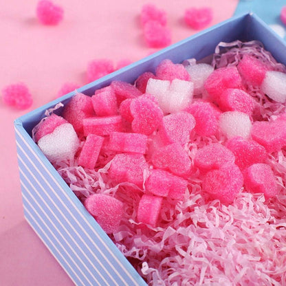 500 Pieces Gift Box Filler Shreds Mini Heart Foam Beads Gift Basket Filler Bedding Pearl Wool Material for Crafts DIY Package Packing Decoration Party Wedding Supply, Pink