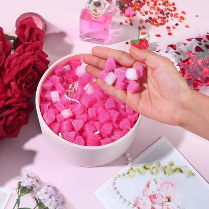 500 Pieces Gift Box Filler Shreds Mini Heart Foam Beads Gift Basket Filler Bedding Pearl Wool Material for Crafts DIY Package Packing Decoration Party Wedding Supply, Pink