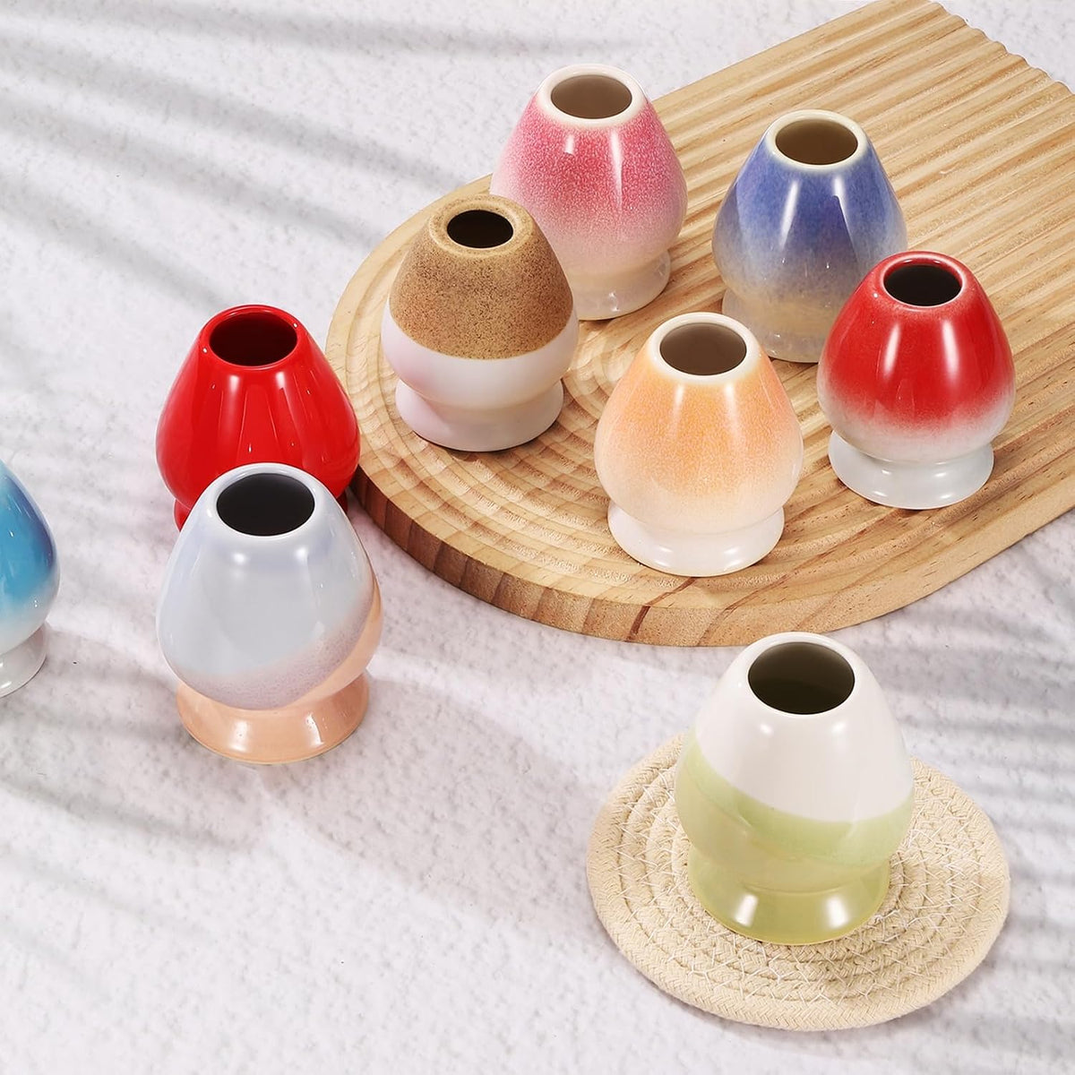 Ceramic Chasen Stand 75mm Matcha Whisk Holder Teas Set Whisks Stand Traditional Matcha Chasen Holder Tea Set Accessories, Blue Pink
