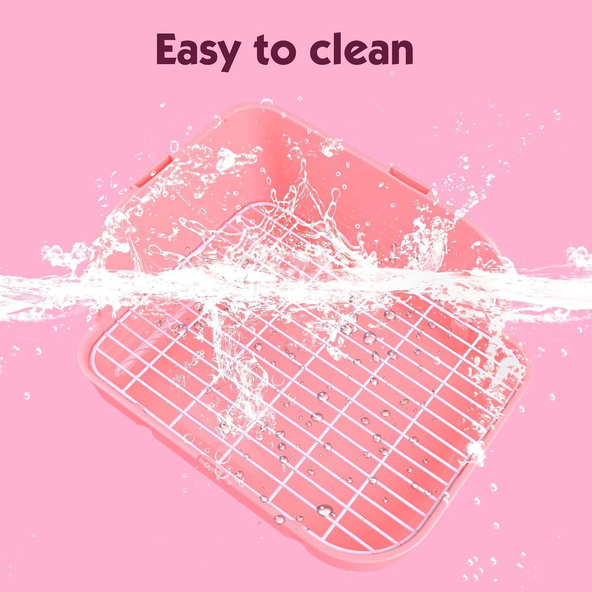 Rabbit Litter Box Toilet, Plastic Square Cage Box Potty Trainer Corner Litter Bedding Box Pet Pan for Small Animals, Rabbits, Guinea Pigs, Chinchilla, Ferret, Galesaur, 11.4 Inches (Pink)