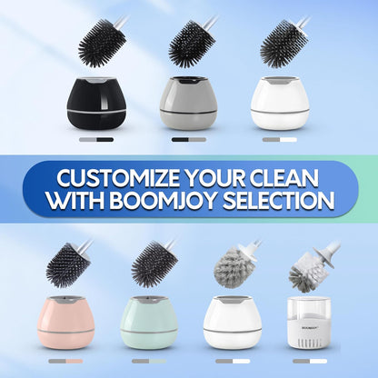 Toilet Brush and Holder Set, Silicone Toilet Bowl Cleaner Brush, Toilet Scrubber Brush with Tweezers for Bathroom Cleaning, RV Accessories and House Organization Must-Haves - Pink
