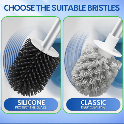 Toilet Brush and Holder Set, Silicone Toilet Bowl Cleaner Brush, Toilet Scrubber Brush with Tweezers for Bathroom Cleaning, RV Accessories and House Organization Must-Haves - Pink