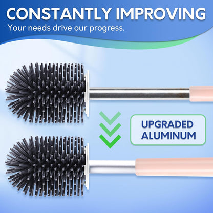 Toilet Brush and Holder Set, Silicone Toilet Bowl Cleaner Brush, Toilet Scrubber Brush with Tweezers for Bathroom Cleaning, RV Accessories and House Organization Must-Haves - Pink