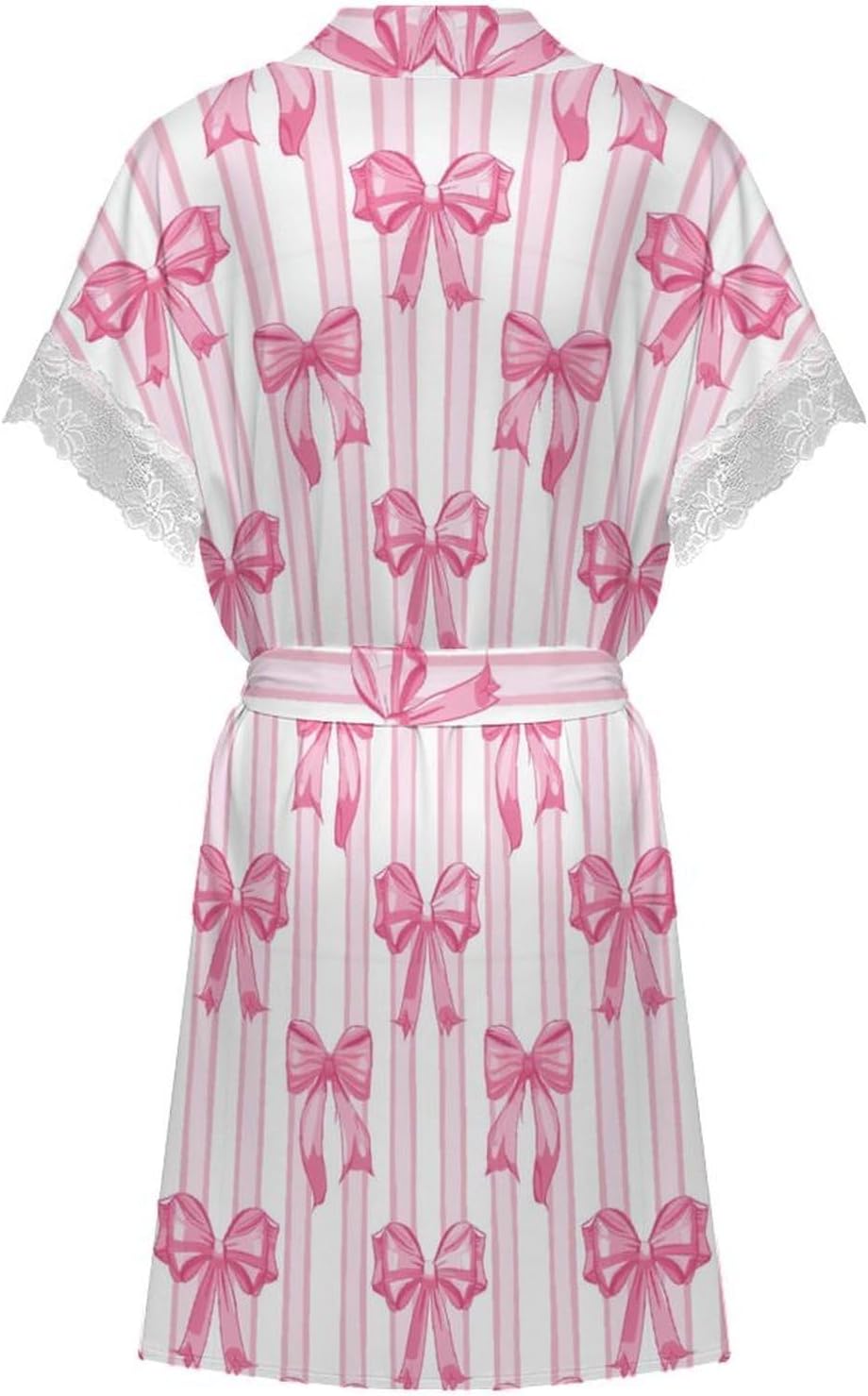 Womens Lounge Robe Short Lace Trim Comfy Sleepwear Bride Bathrobe Lightweight Kimono