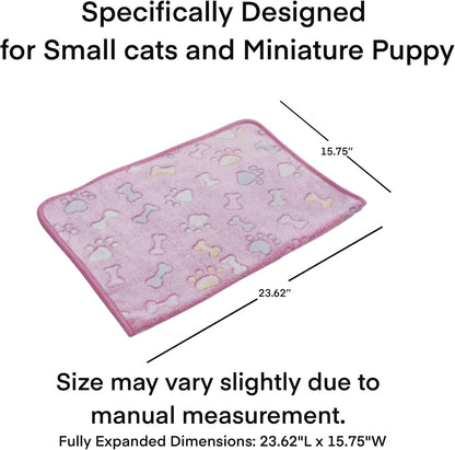 Clairooo Cat Blankets for Small Cats, 3 Pack Kitten Blanket Cute Paw Print Pet Blanket for Cat, Kitten, Miniature Puppy, 24 x 16 inches (Pink)