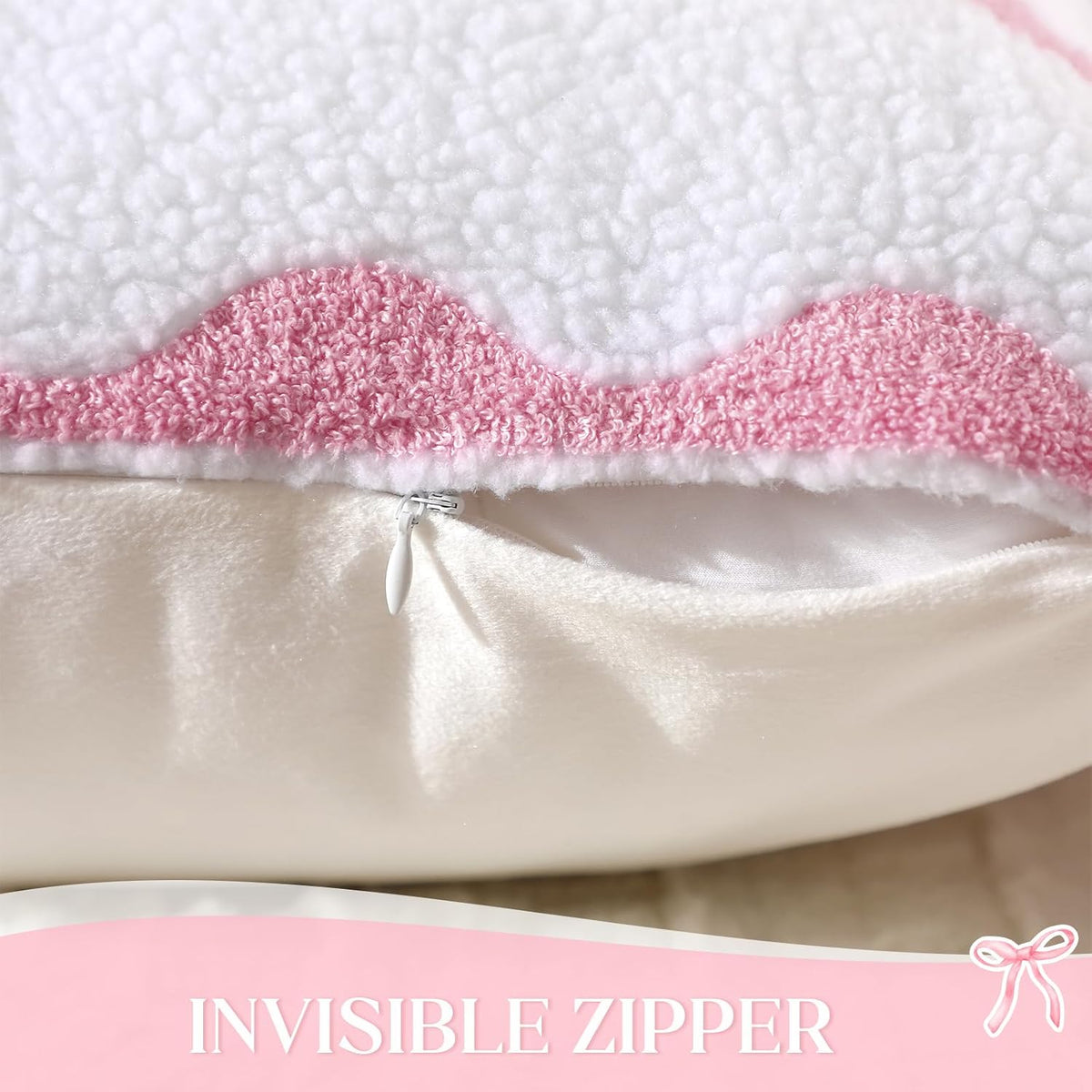 Pink Bow Pillow Covers Set of 2 Preppy Room Decor Coquette Bow Embroidered Pillow Covers Luxury Soft Pink Throw Pillowcases for Couch Sofa Bedroom Aesthetic Decor, 18x18 Inch