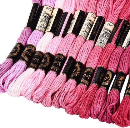 12 Skeins 105 Yards 6 Strands Pink Embroidery Floss Friendship Bracelet String Threads Variegated Gradient Polyester Cross Stitch Thread Yarn Set for Jewelry Hand Sewing Knitting Craft DIY