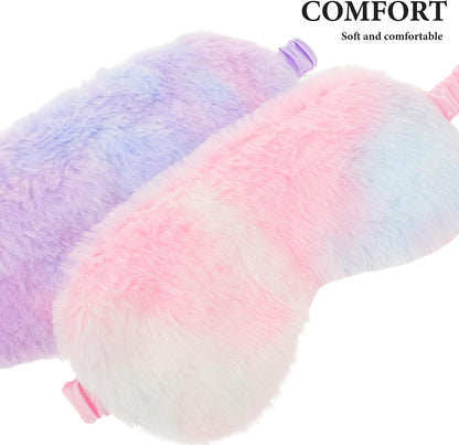 2pcs Plush Bunny Sleep Mask for Boys and Girls and Teens, Light Blocking