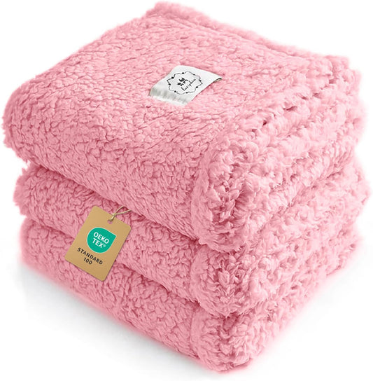 1 Pack 3 Calming Dog Blanket Fluffy Premium Fleece Pet Blankets Soft Sherpa Throw for Dogs Puppy Cat Pink Small (23" x16")